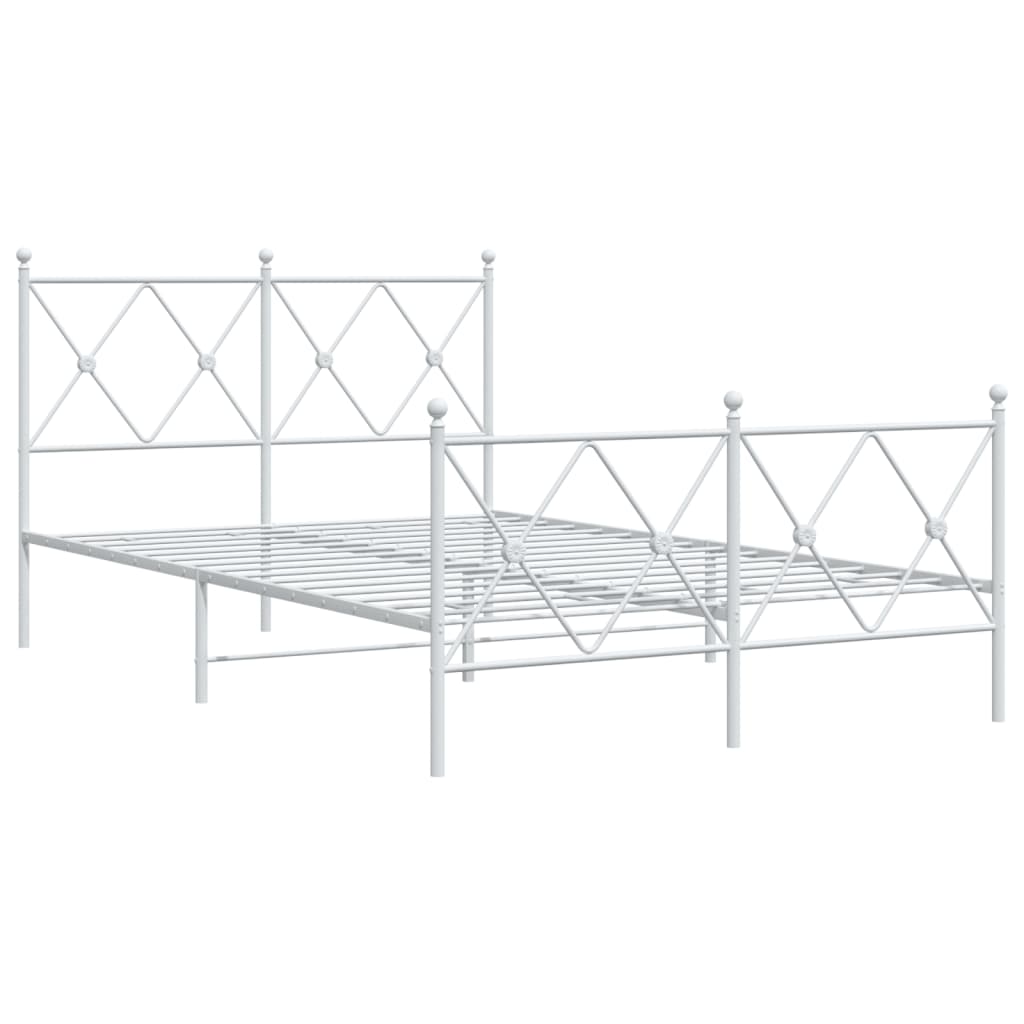 sengeramme med sengegavl og fodgærde 120x200 cm metal hvid