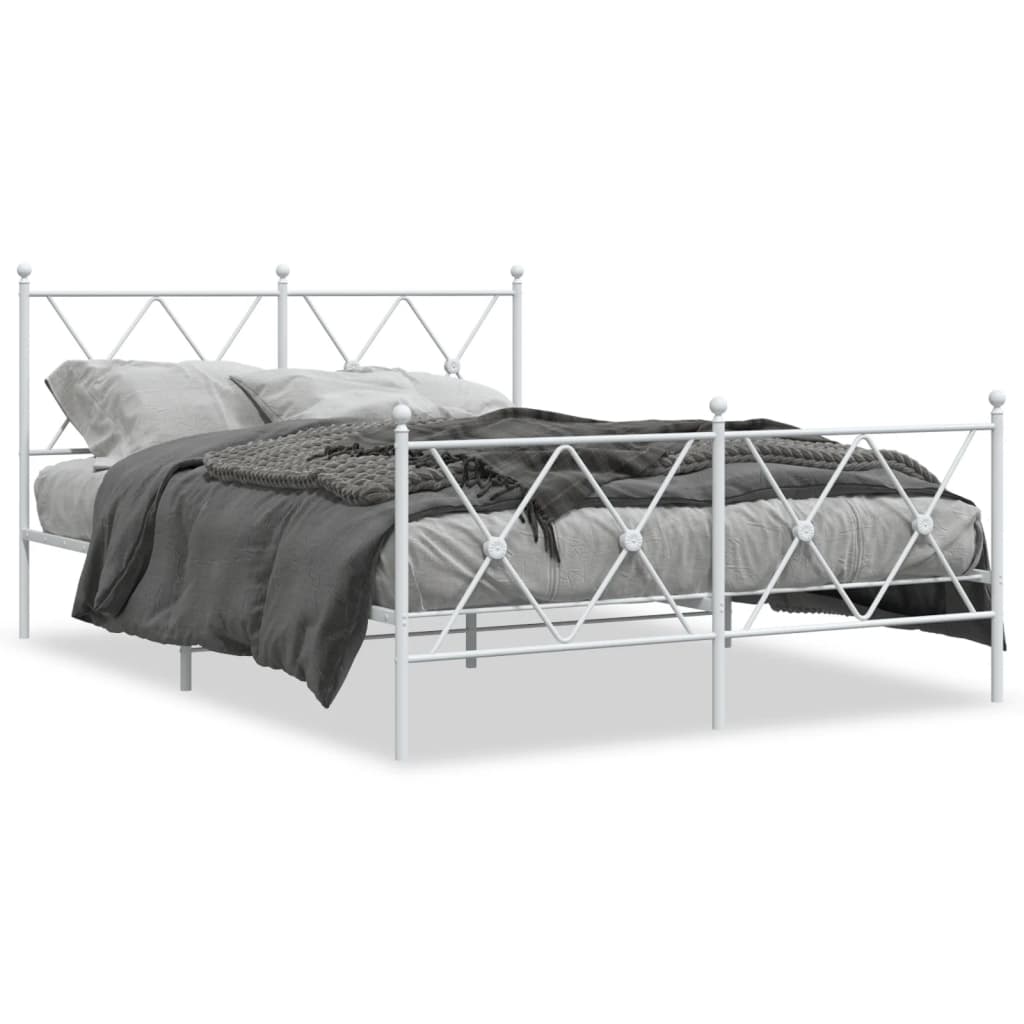 sengeramme med sengegavl og fodgærde 137x190 cm metal hvid