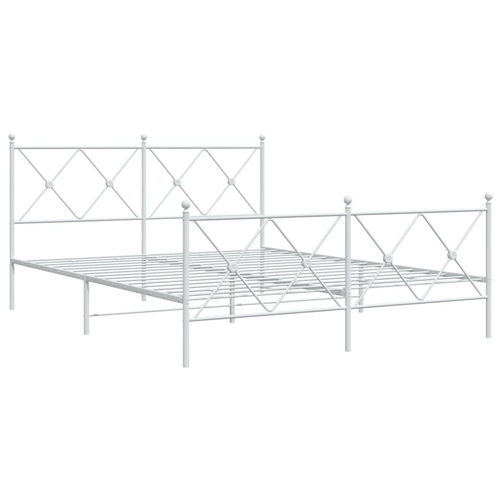 sengeramme med sengegavl og fodgærde 150x200 cm metal hvid