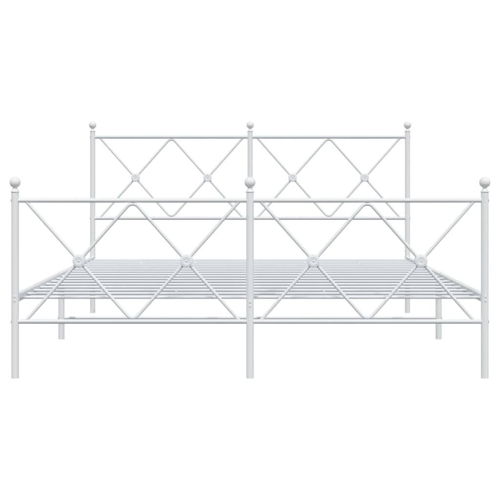 sengeramme med sengegavl og fodgærde 150x200 cm metal hvid