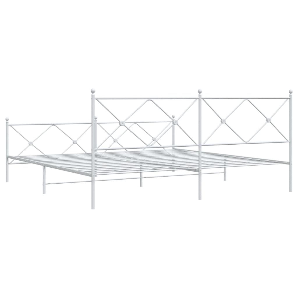 sengeramme med sengegavl og fodgærde 200x200 cm metal hvid