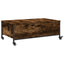 sofabord med hjul 91x55x34 cm konstrueret træ røget egetræ