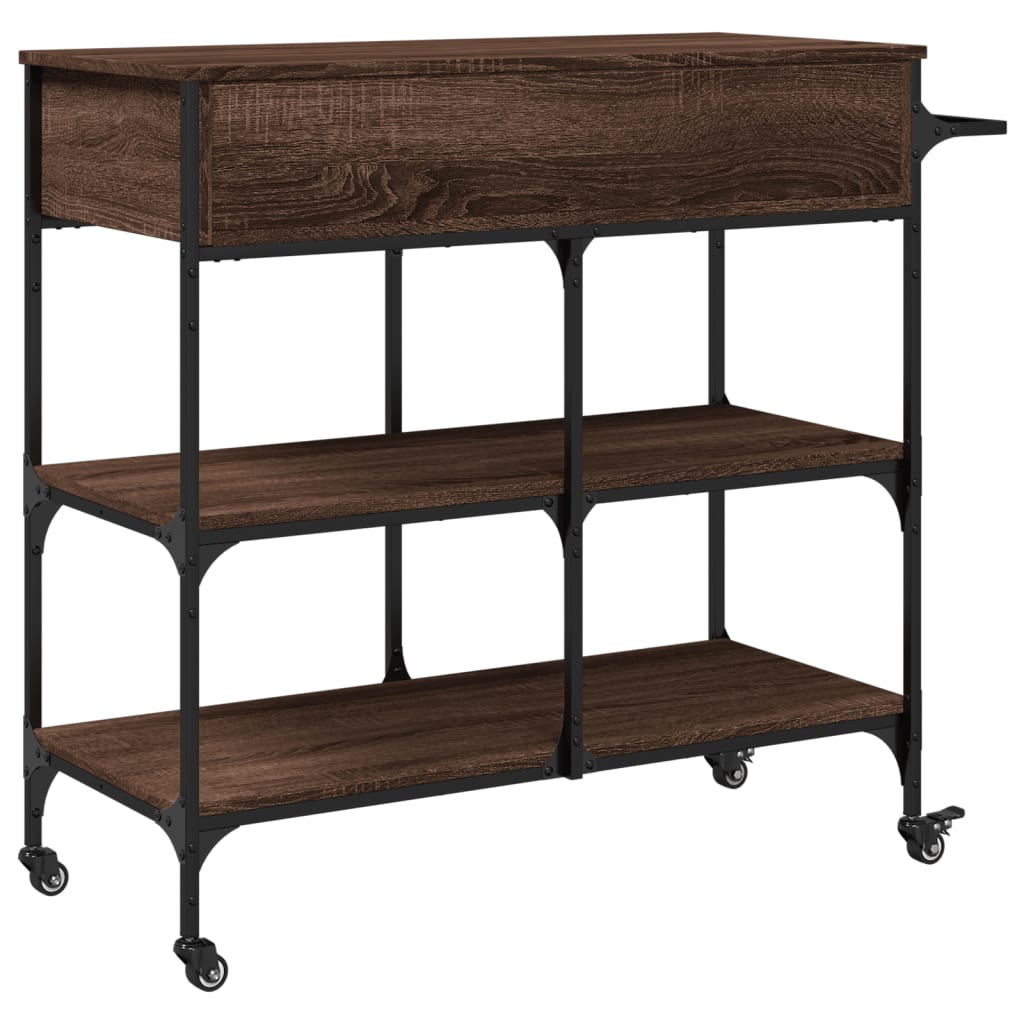 køkkenvogn 105x42x95 cm konstrueret træ brun egetræsfarve