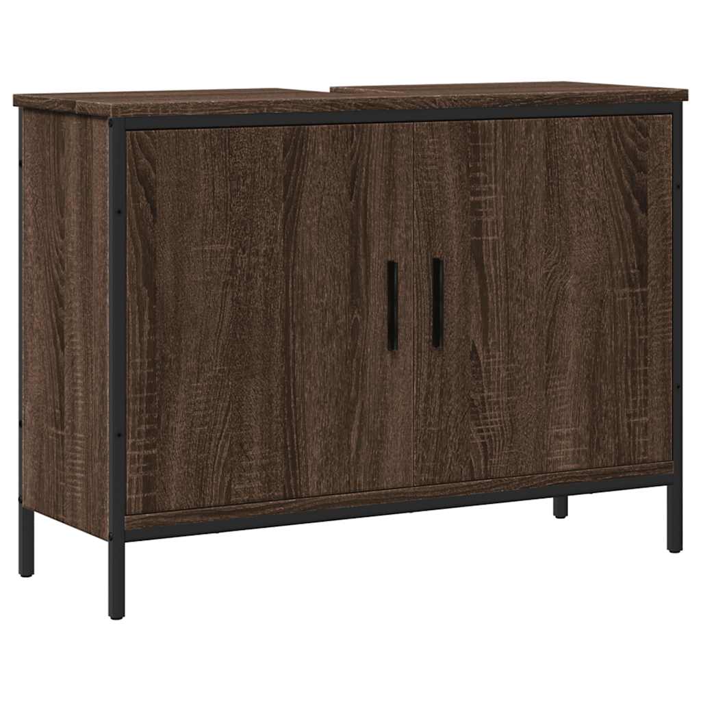 underskab til håndvask 80x30x60 cm konstrueret træ brunt eg