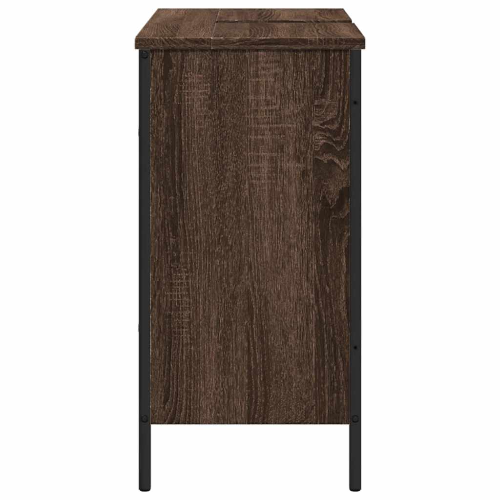 underskab til håndvask 80x30x60 cm konstrueret træ brunt eg