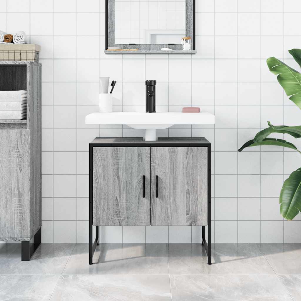 underskab til vask 60x33x60 cm konstrueret træ grå sonoma-eg