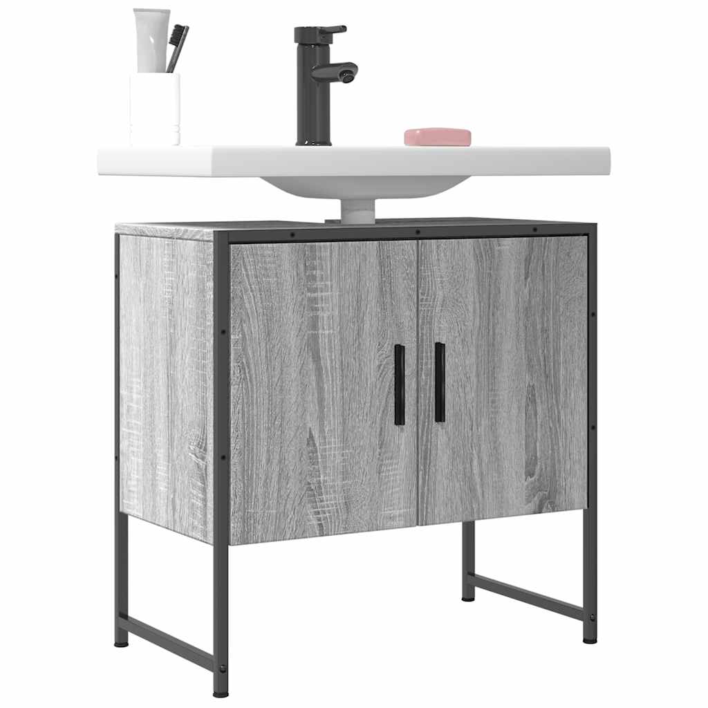 underskab til vask 60x33x60 cm konstrueret træ grå sonoma-eg