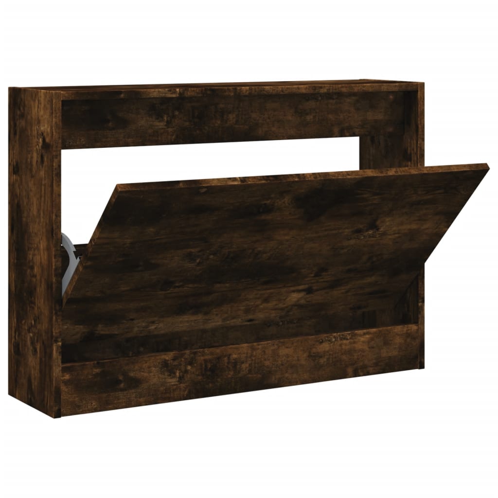 skoskab 80x21x57 cm konstrueret træ røget egetræsfarve