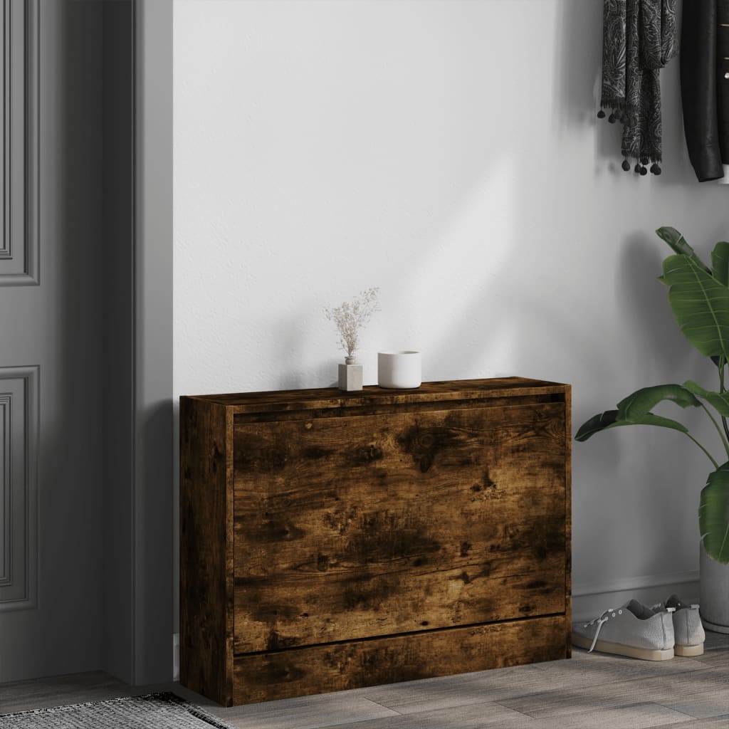 skoskab 80x21x57 cm konstrueret træ røget egetræsfarve