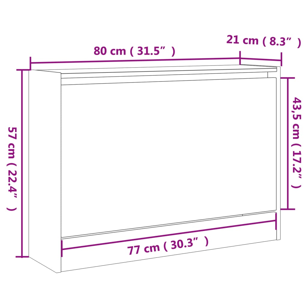 skoskab 80x21x57 cm konstrueret træ røget egetræsfarve