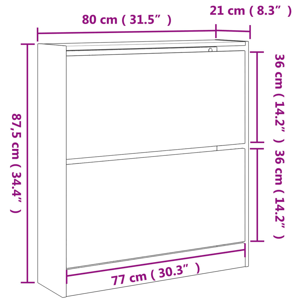 skoreol 80x21x87,5 cm konstrueret træ hvid
