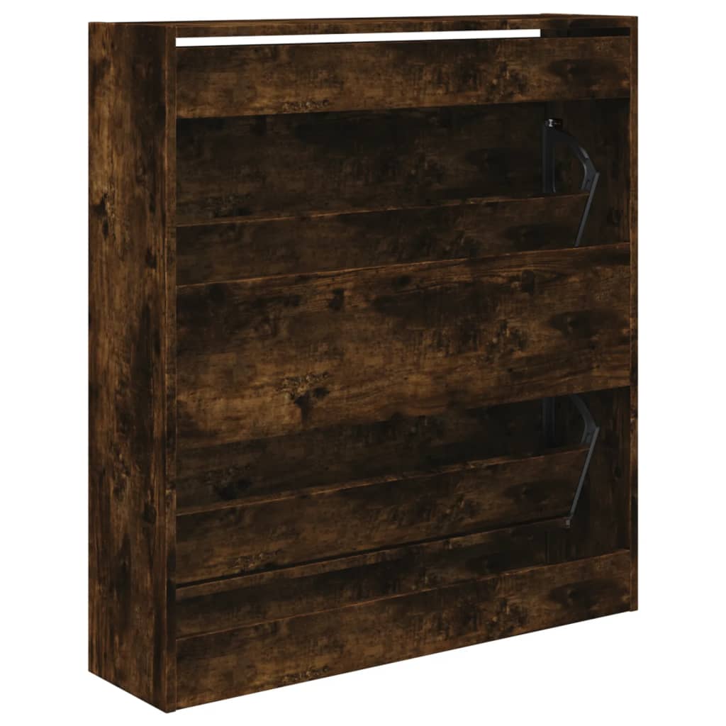 skoskab 80x21x87,5 cm konstrueret træ røget egetræsfarve