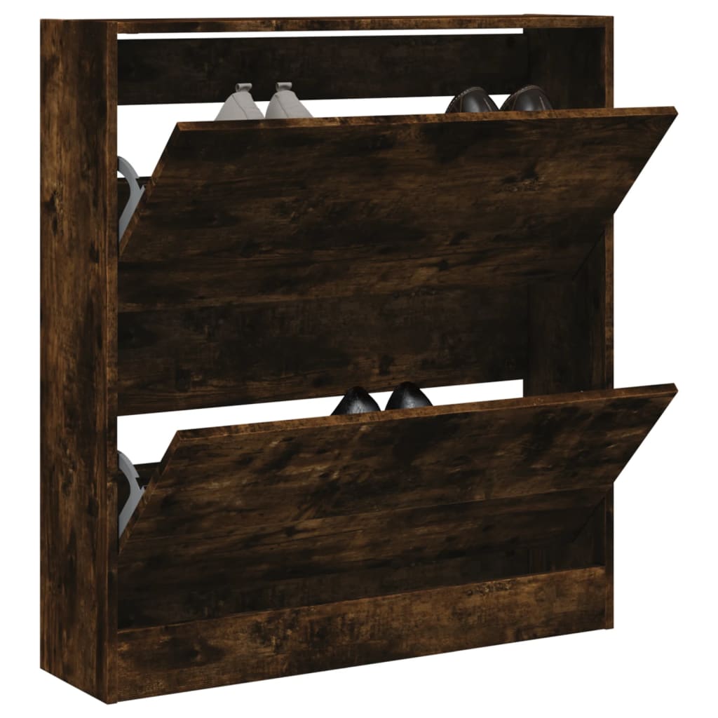skoskab 80x21x87,5 cm konstrueret træ røget egetræsfarve