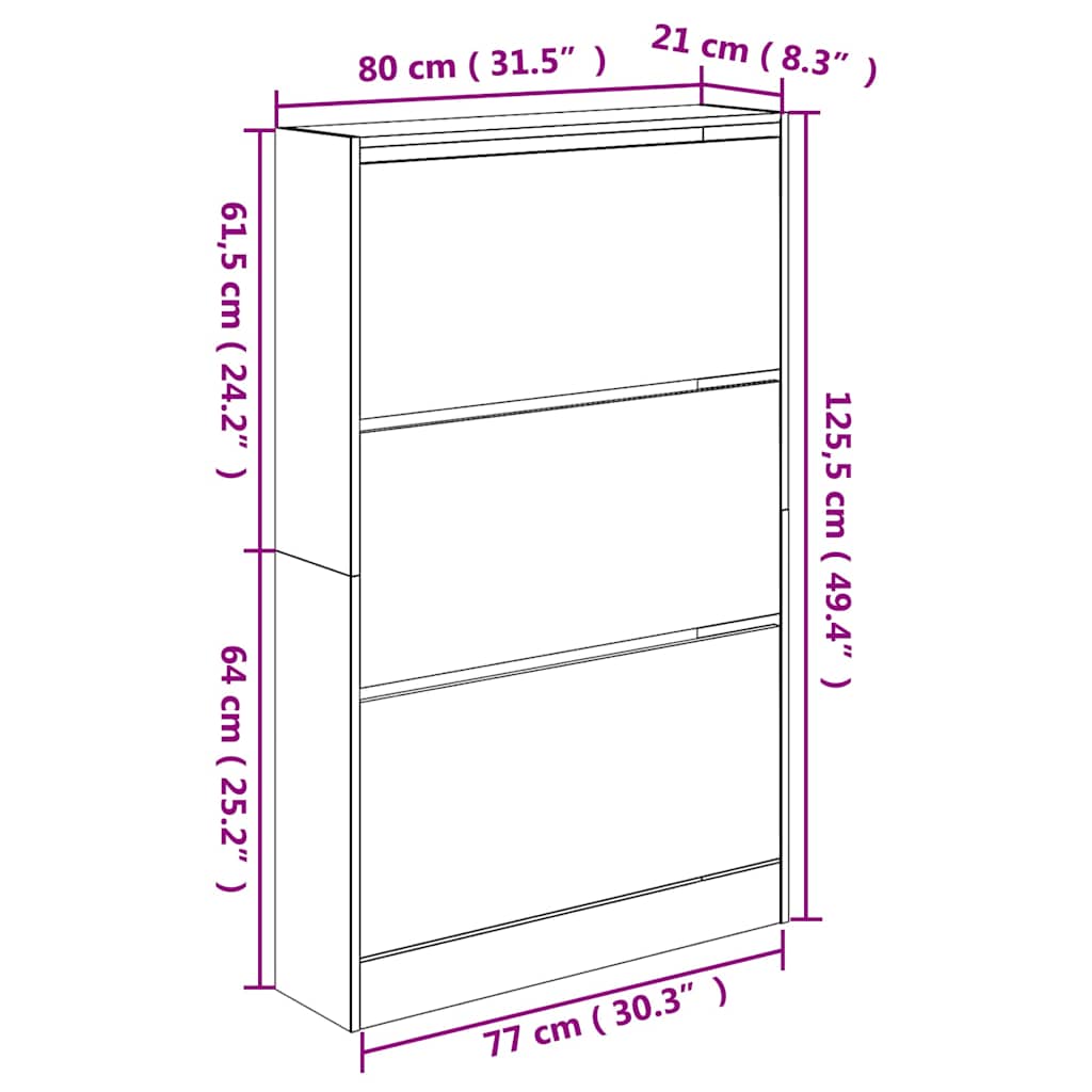 skoreol 80x21x125,5 cm konstrueret træ sort