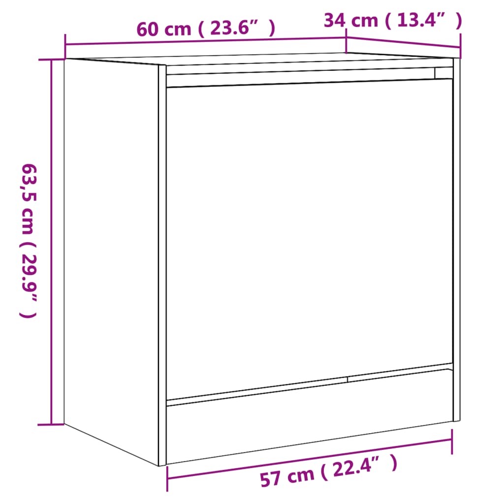skoreol 60x34x63,5 cm konstrueret træ hvid