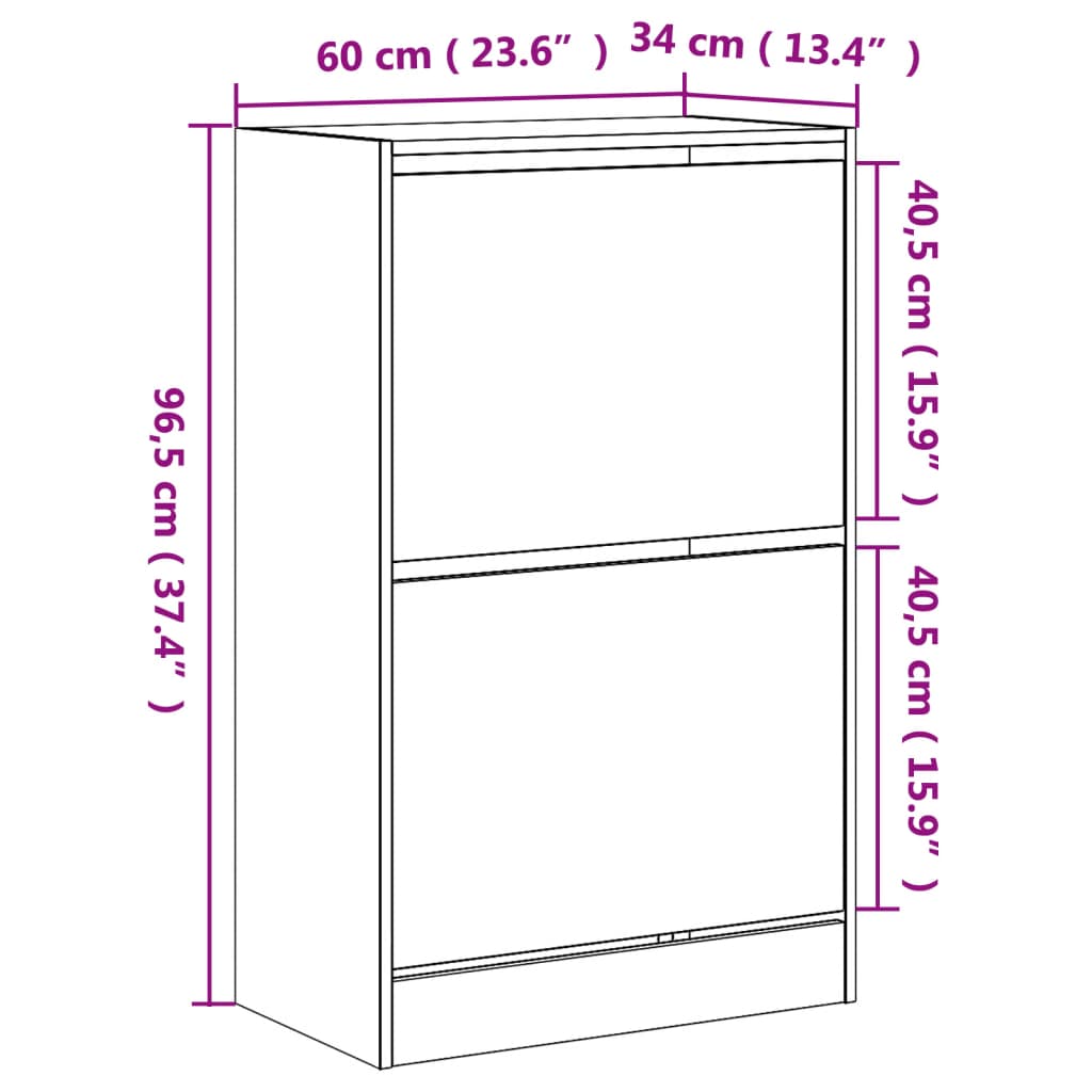 skoreol 60x34x96,5 cm konstrueret træ røget egetræsfarve