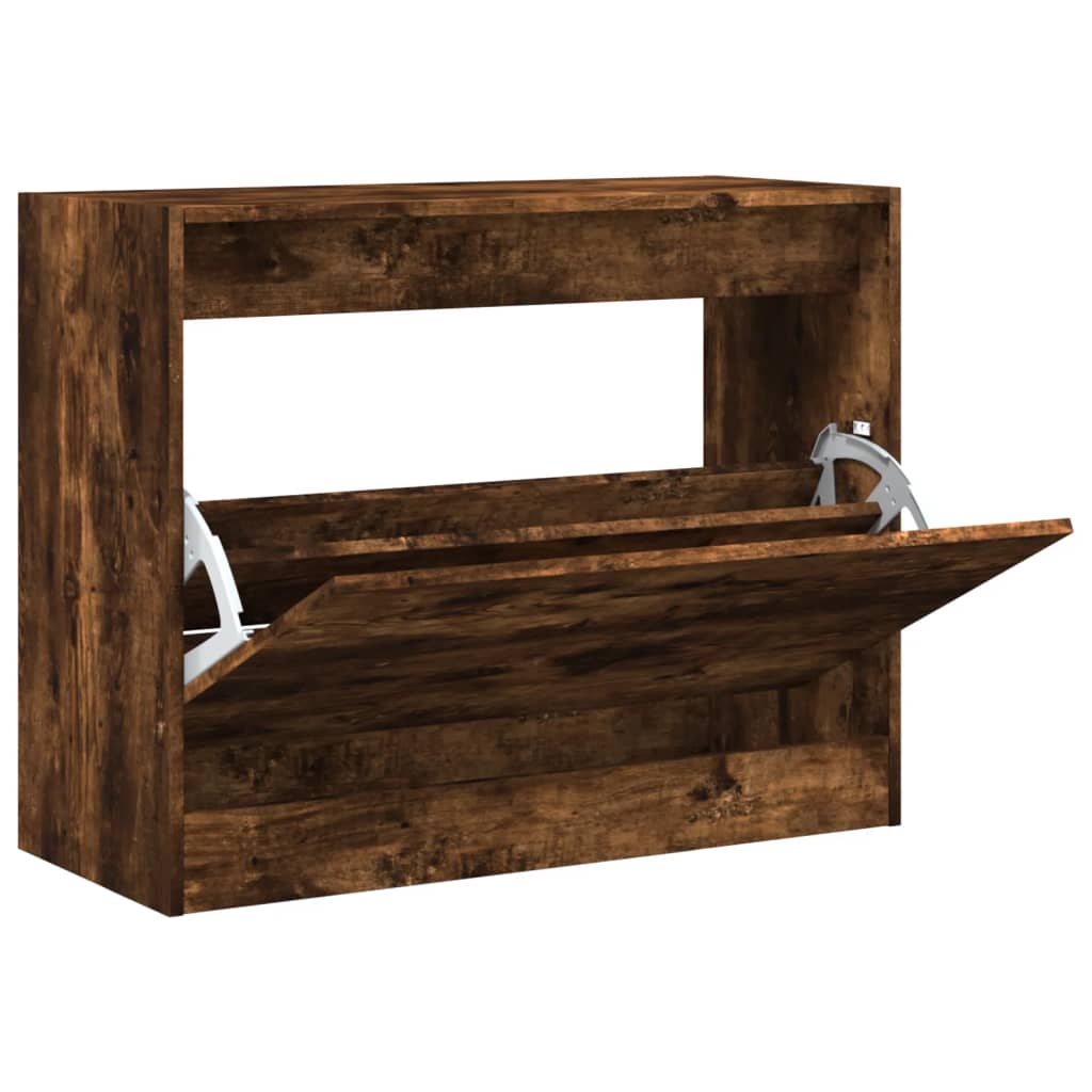 skoskab 80x34x63 cm konstrueret træ røget egetræsfarve