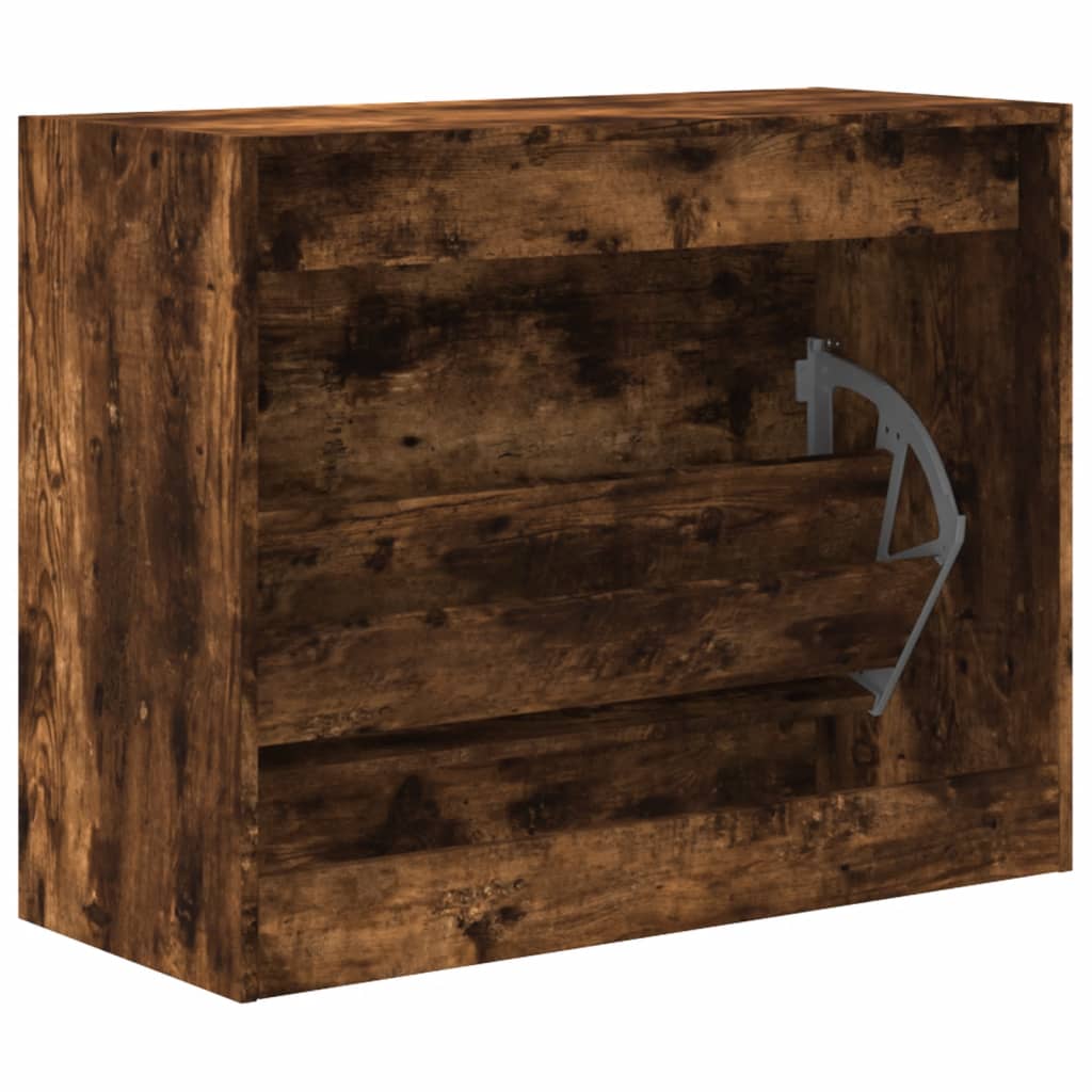 skoskab 80x34x63 cm konstrueret træ røget egetræsfarve