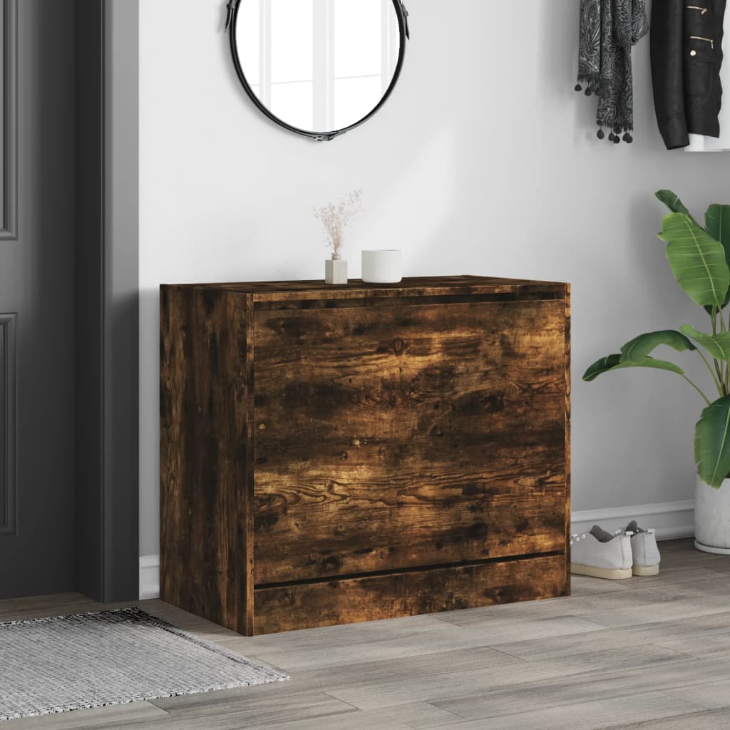 skoskab 80x42x69 cm konstrueret træ røget egetræsfarve