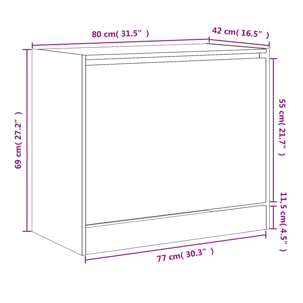 skoskab 80x42x69 cm konstrueret træ røget egetræsfarve