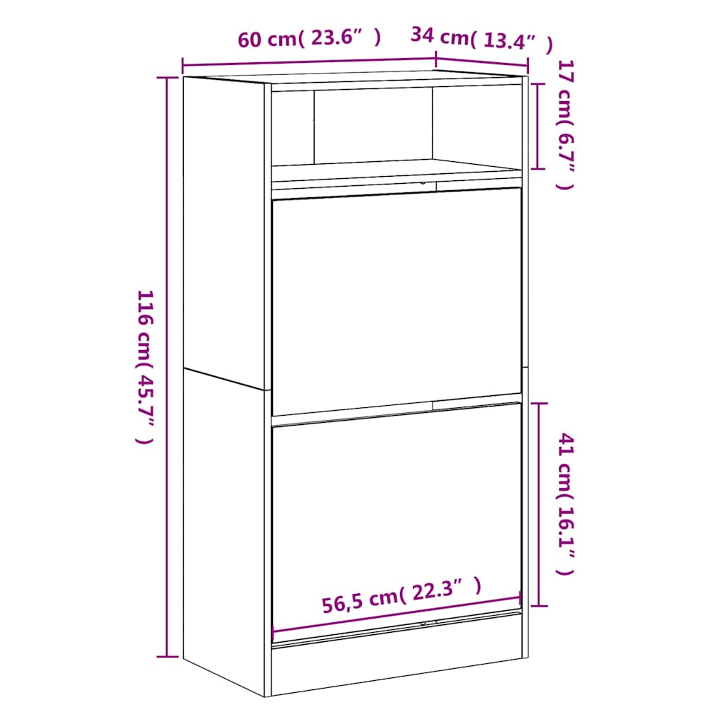 skoreol 60x34x116 cm konstrueret træ sort