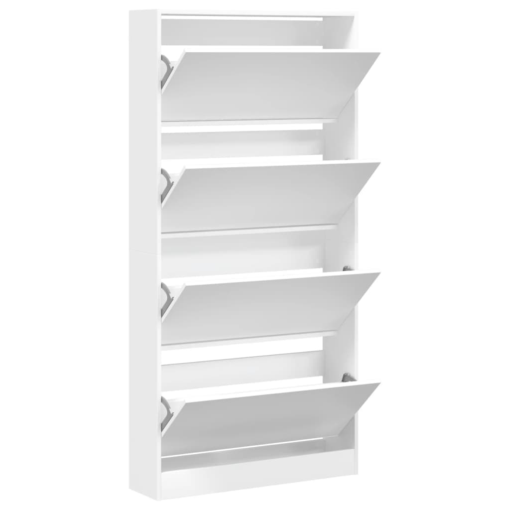 skoskab med 4 vippeskuffer 80x21x163,5 cm hvid