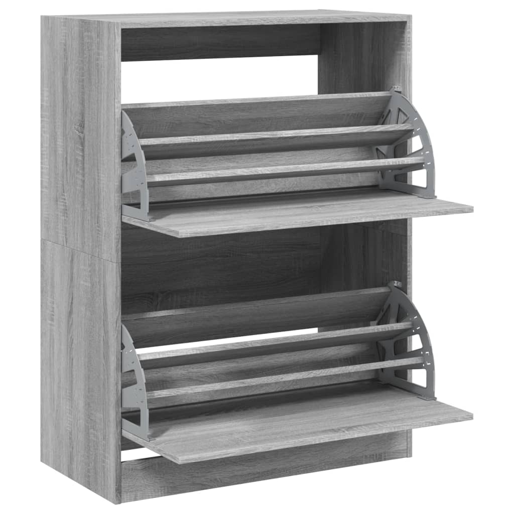 skoskab med 2 vippeskuffer 80x42x108 cm grå sonoma-eg