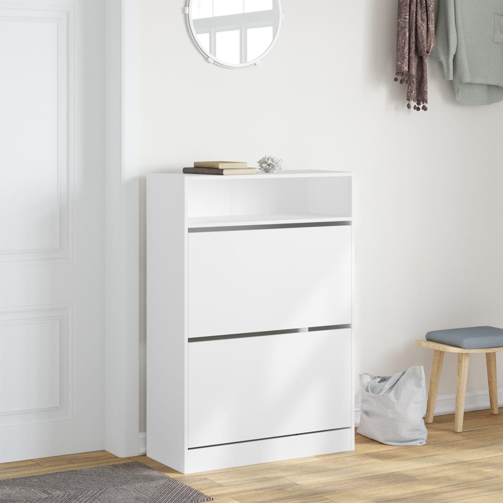 skoskab med 2 vippeskuffer 80x34x116 cm hvid
