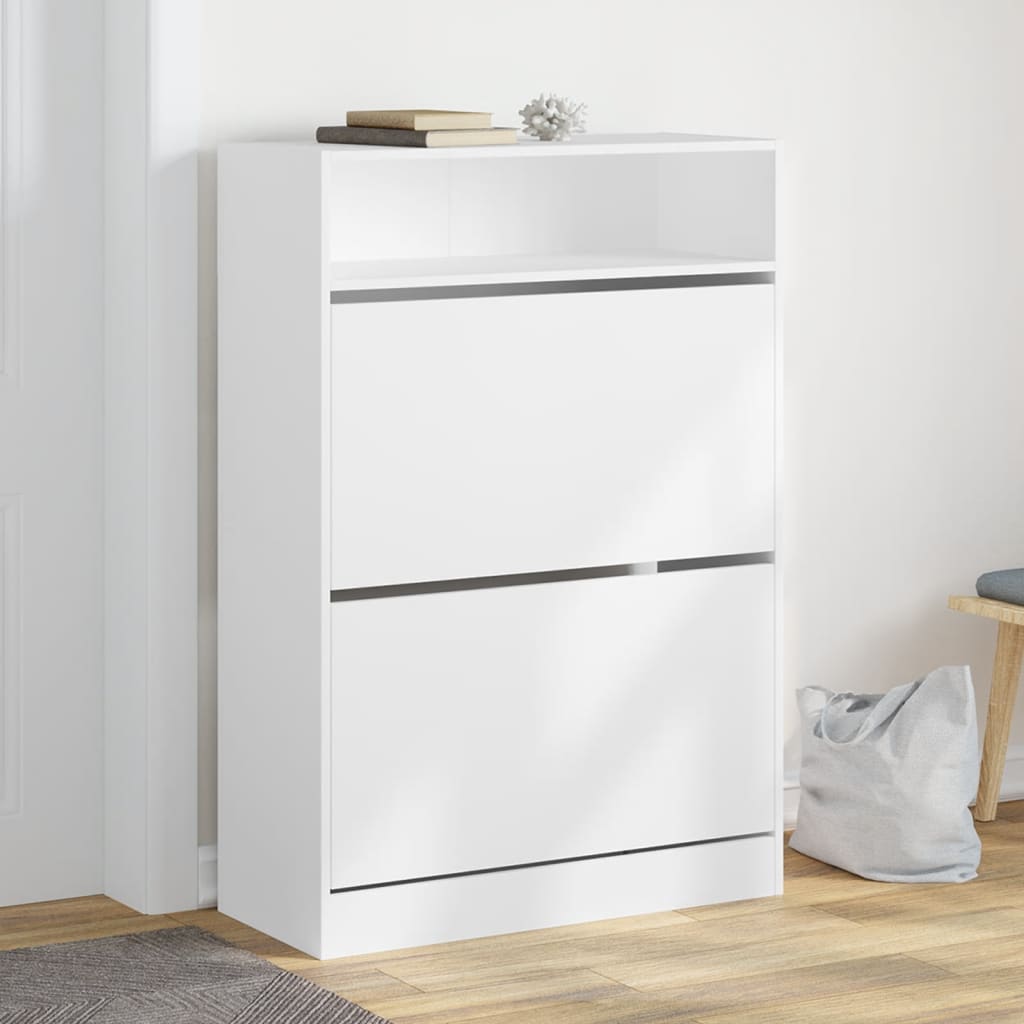 skoskab med 2 vippeskuffer 80x34x116 cm hvid