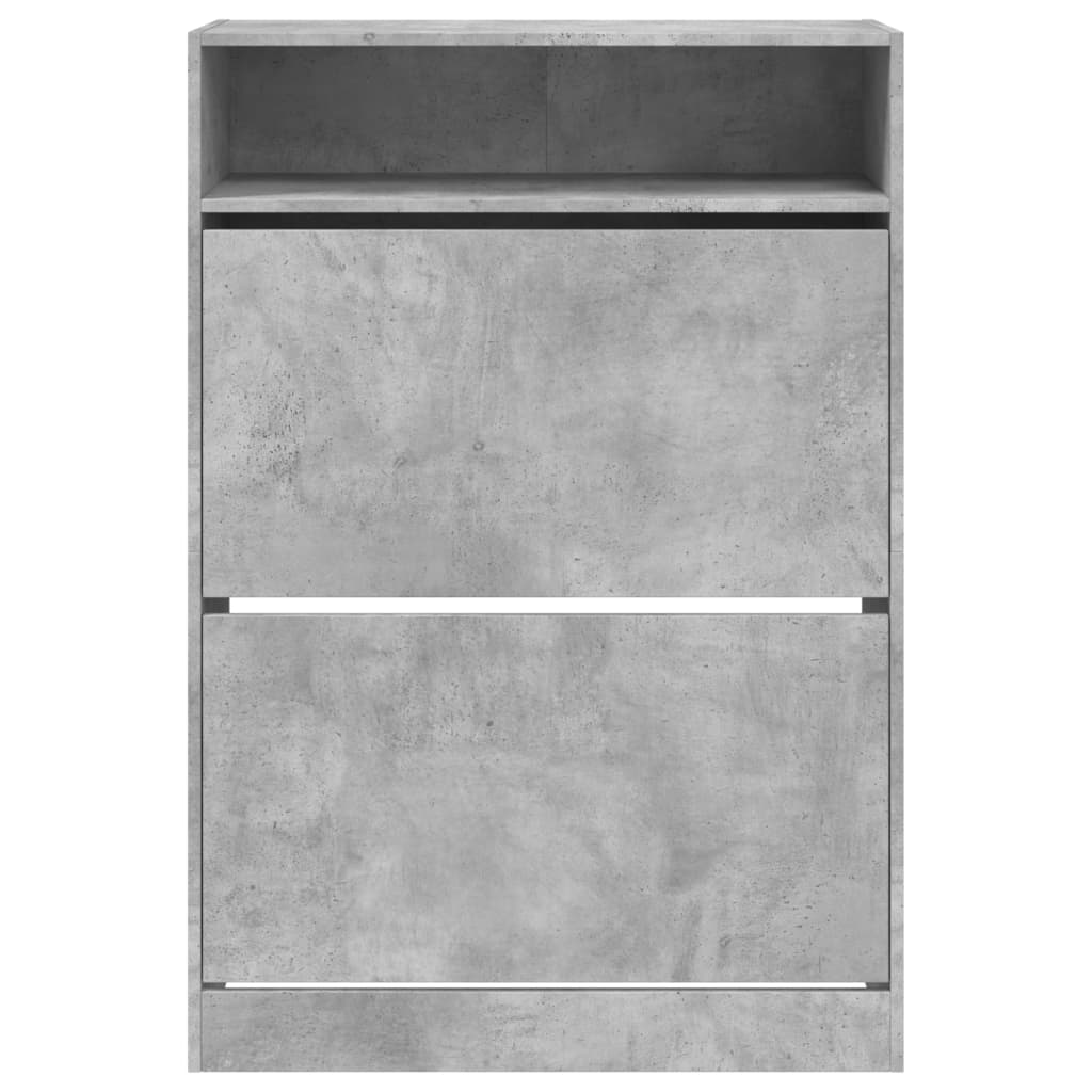 skoskab med 2 vippeskuffer 80x34x116 cm betongrå