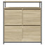 skoskab med 4 vippeskuffer 100x34x112 cm sonoma-eg