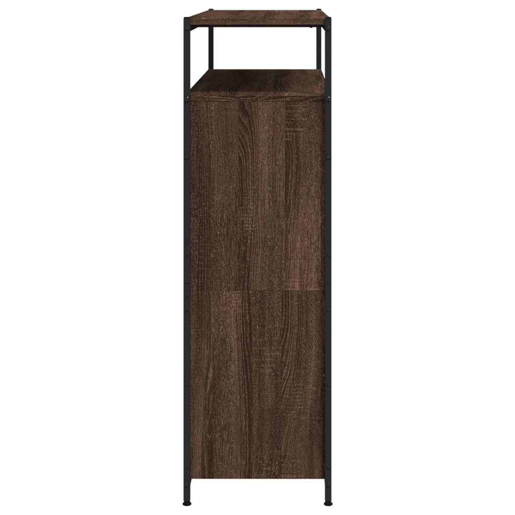 skoskab med 4 vippeskuffer 100x34x112 cm brun egetræsfarve