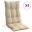 stolehynder m. høj ryg 4 stk. oxfordstof beige