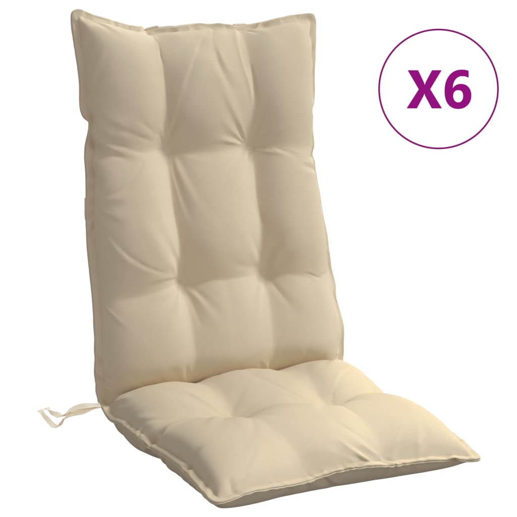 stolehynder m. høj ryg 6 stk. oxfordstof beige