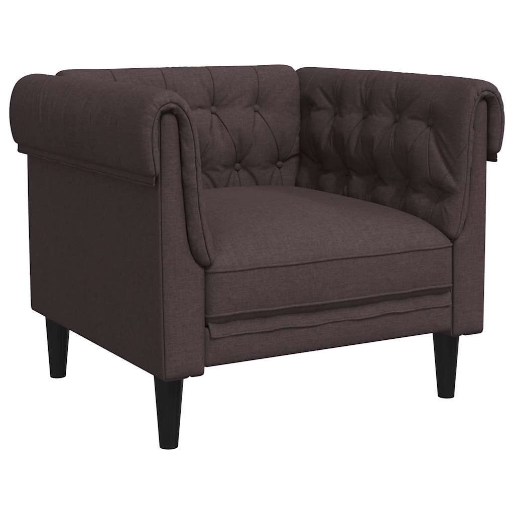 Chesterfield-sofastol stof mørkebrun