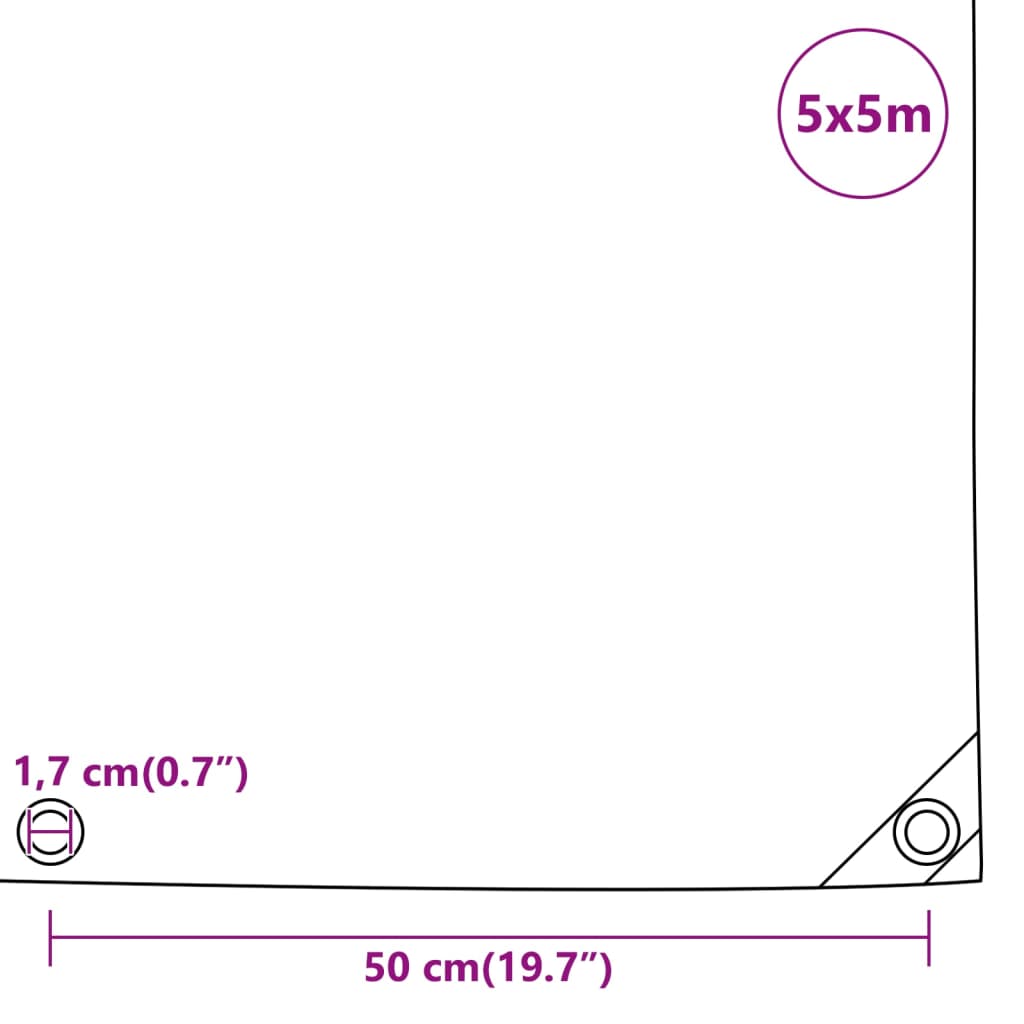 presenning 5x5 m 650 g/m² hvid