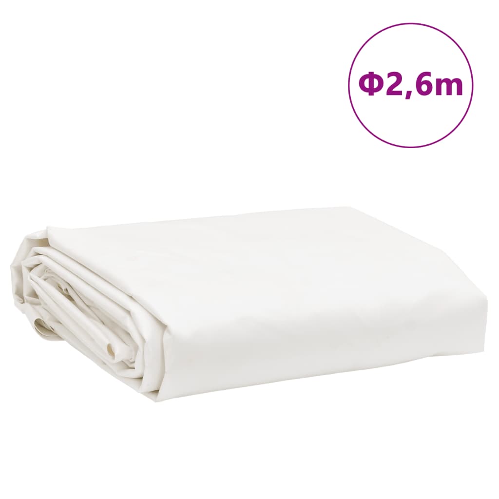 presenning Ø 2,6 m 650 g/m² hvid