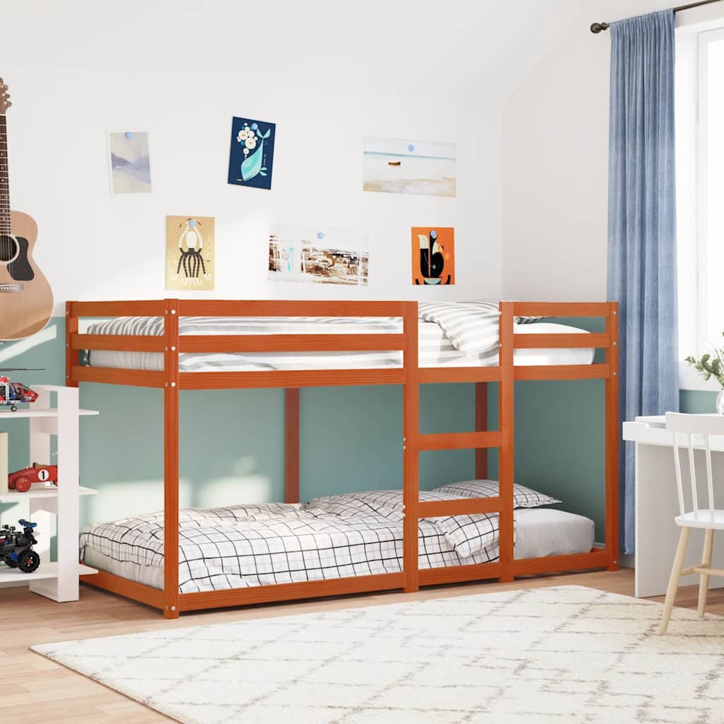køjeseng 80x200 cm massivt fyrretræ voksbrun