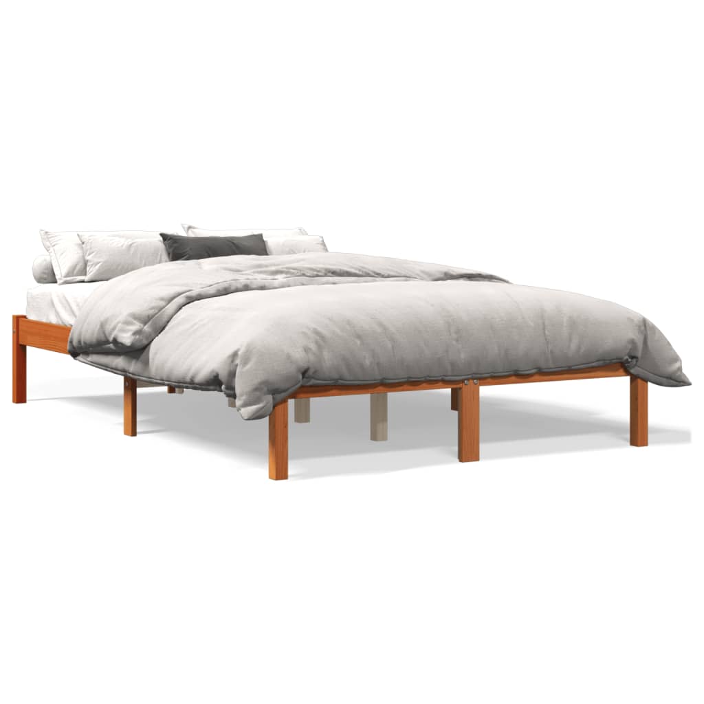 sengeramme uden madras 140x190 cm massivt fyrretræ gyldenbrun