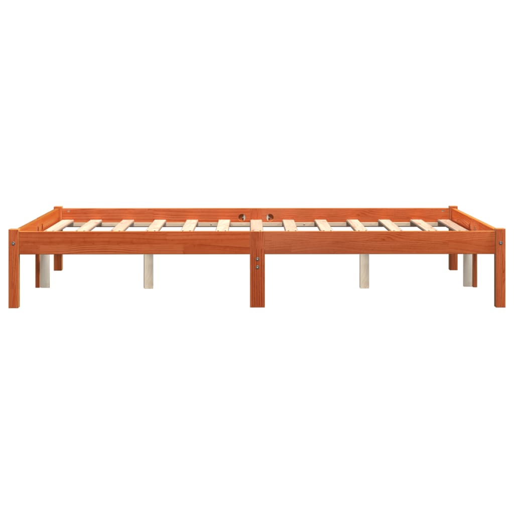 sengeramme uden madras 140x190 cm massivt fyrretræ gyldenbrun