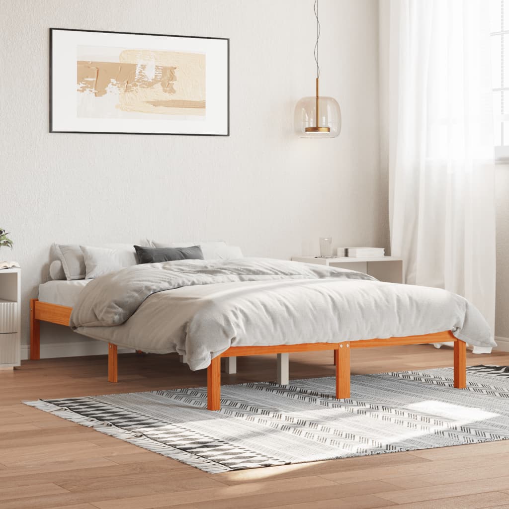 sengeramme uden madras 140x190 cm massivt fyrretræ gyldenbrun