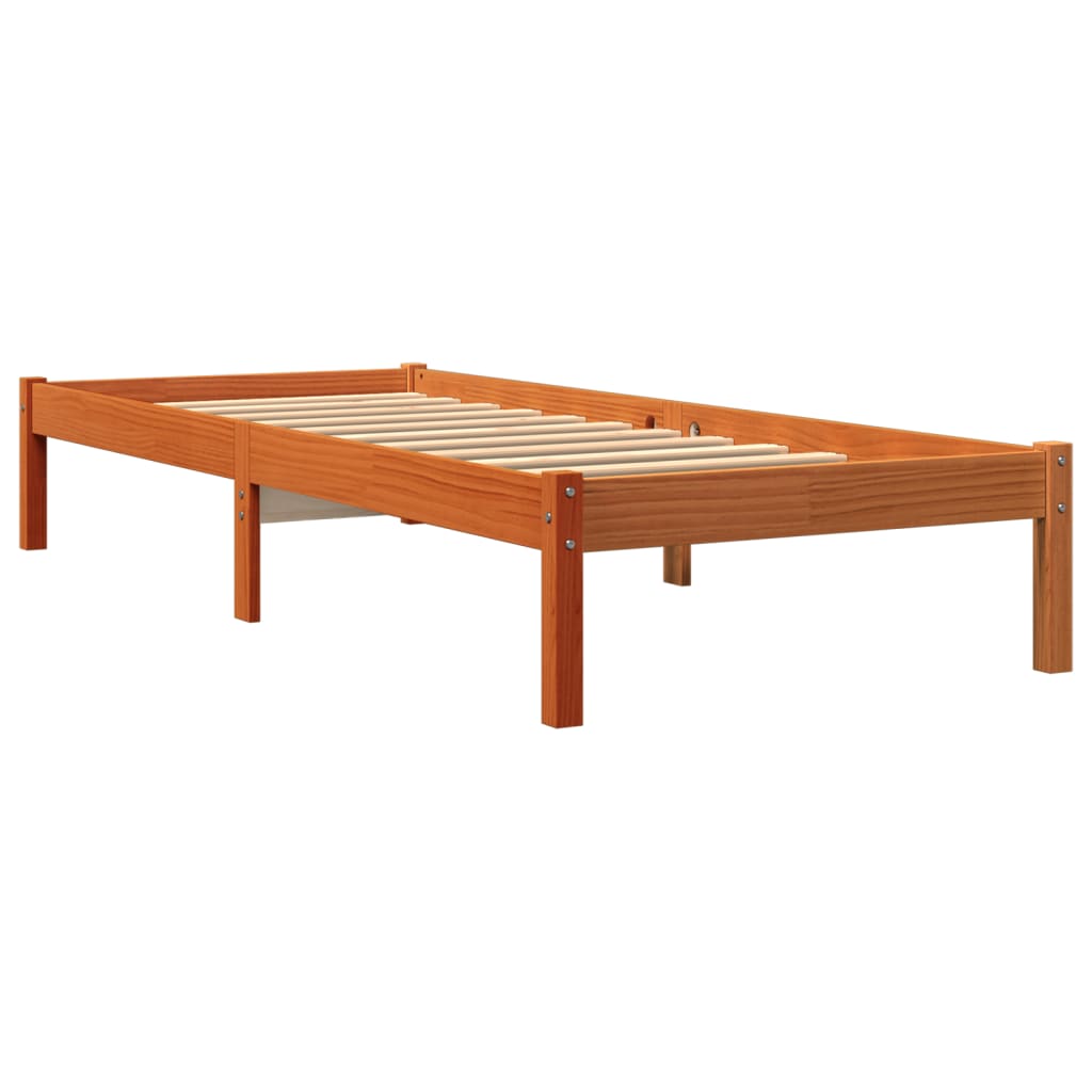 sengeramme uden madras 100x200 cm massivt fyrretræ gyldenbrun