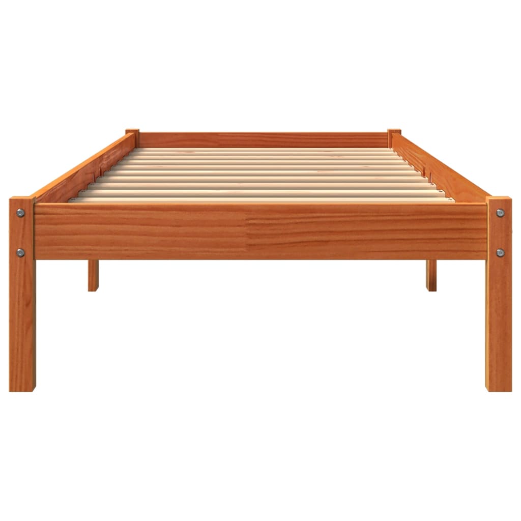 sengeramme uden madras 100x200 cm massivt fyrretræ gyldenbrun