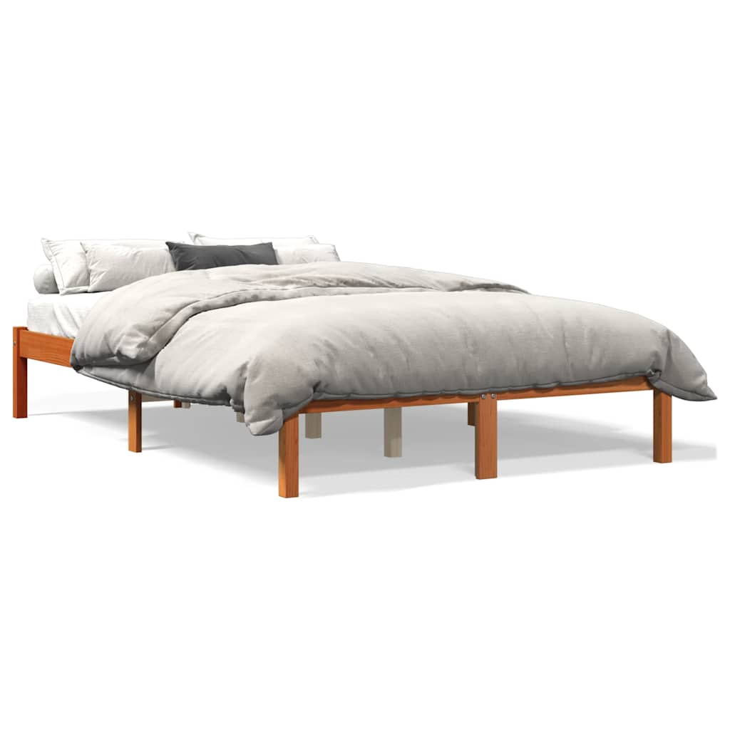 sengeramme uden madras 140x200 cm massivt fyr gyldenbrun