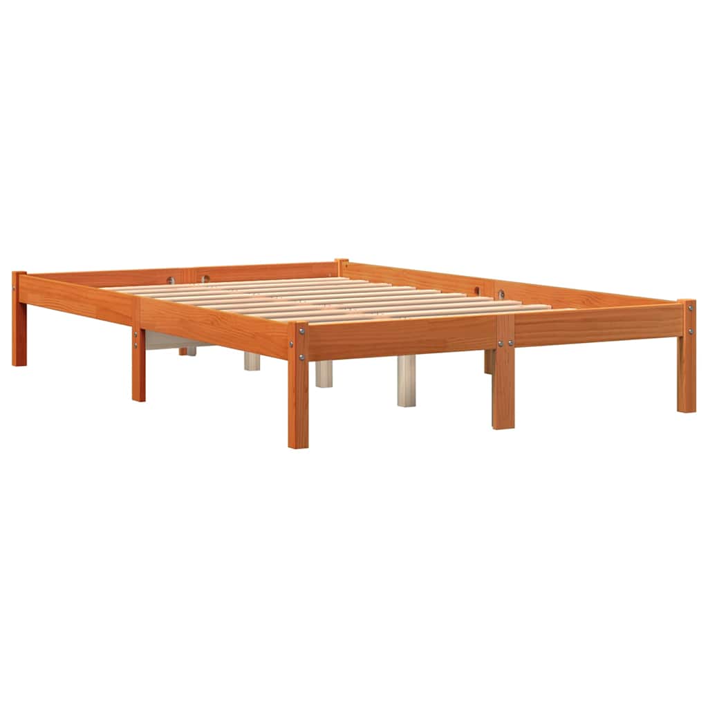 sengeramme uden madras 140x200 cm massivt fyr gyldenbrun