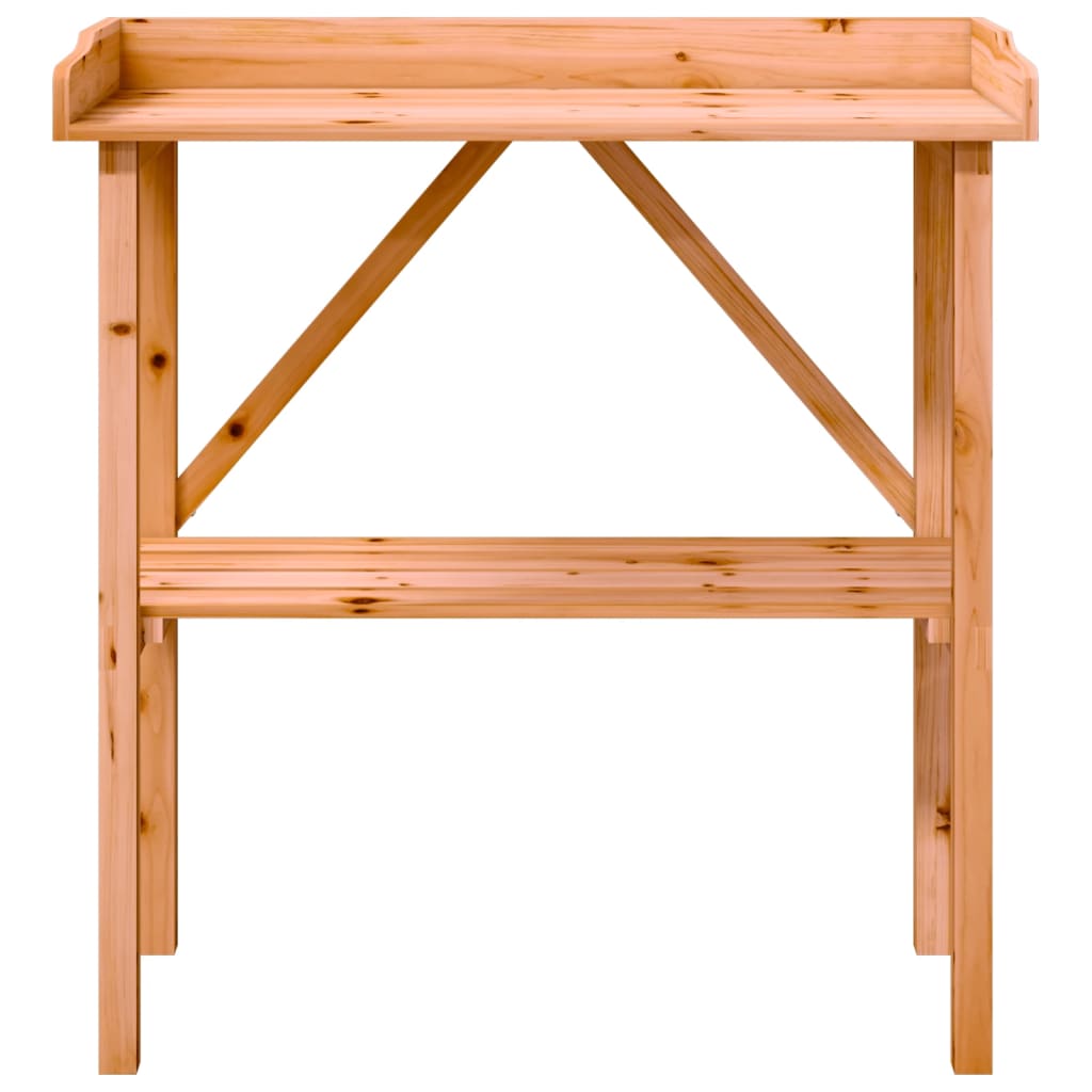 plantebord med hylde 78x38x82,5 cm massivt grantræ brun