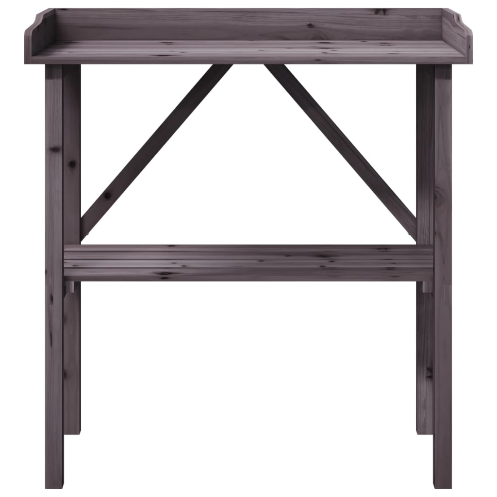 plantebord med hylde 78x38x82,5 cm massivt grantræ grå