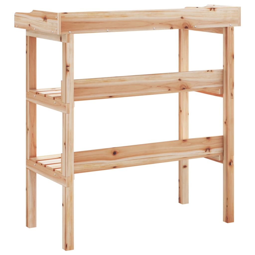 plantebord med hylder 78x38x82,5 cm massivt grantræ