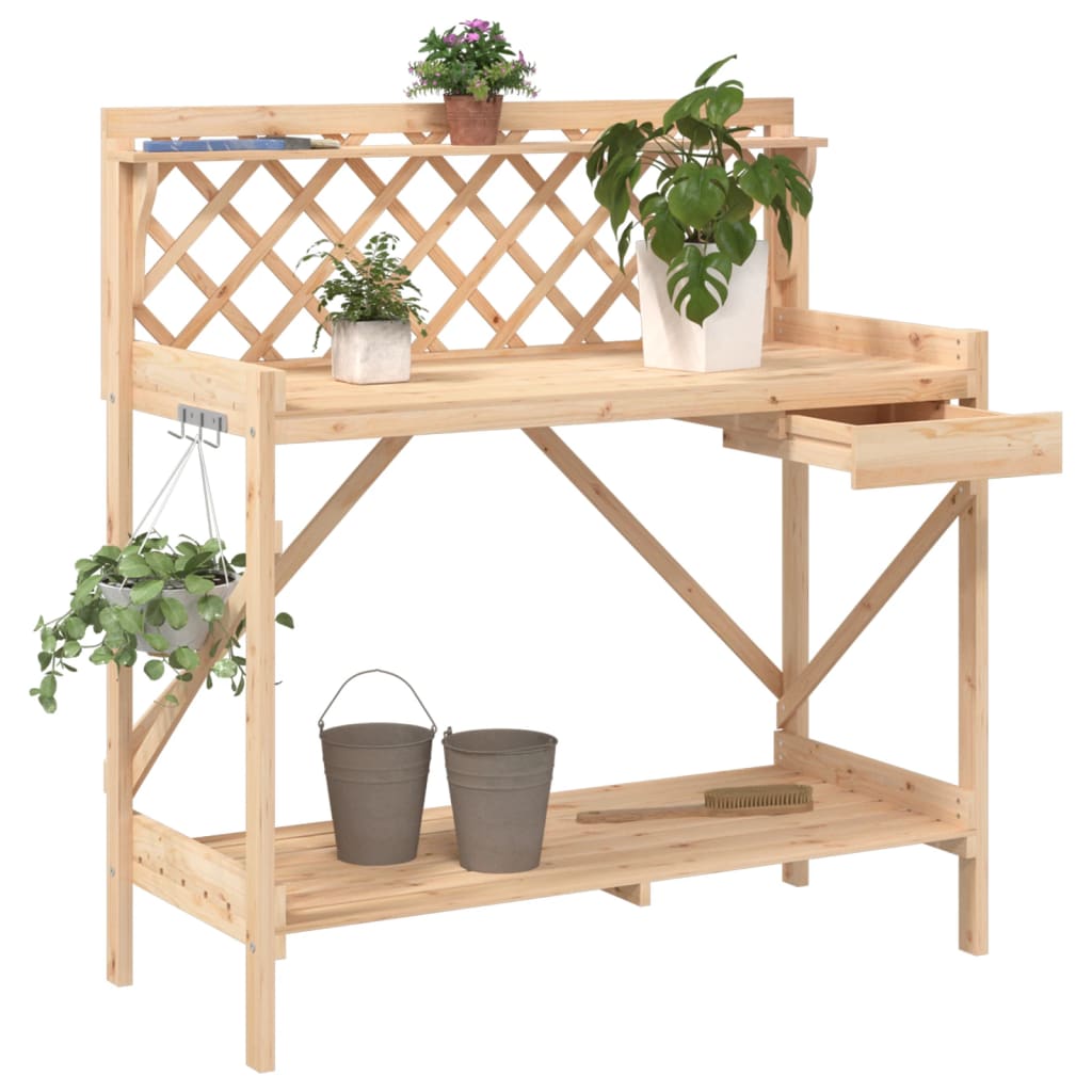 pottebord med espalier massivt fyrretræ billede