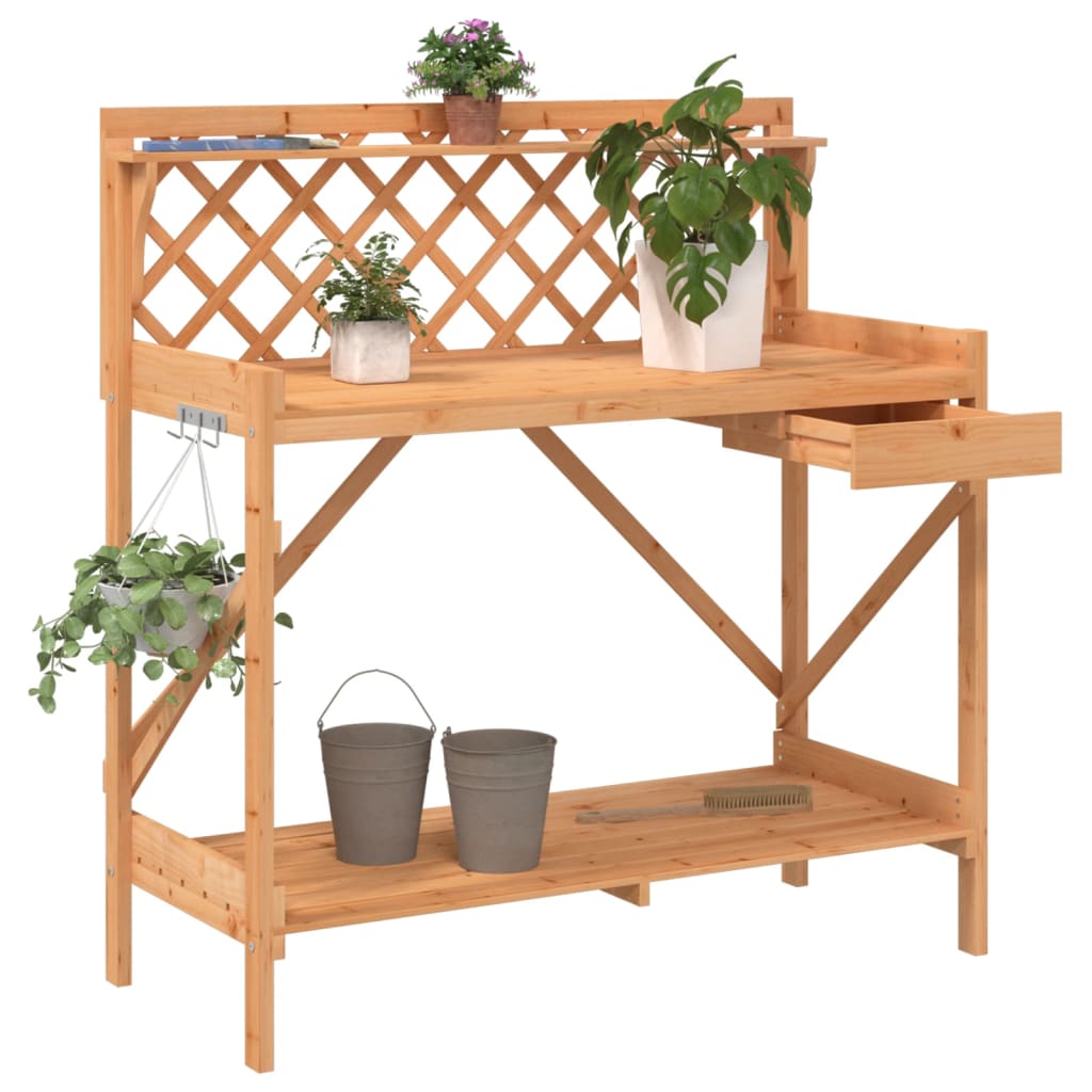 pottebord med espalier massivt fyrretræ brun billede